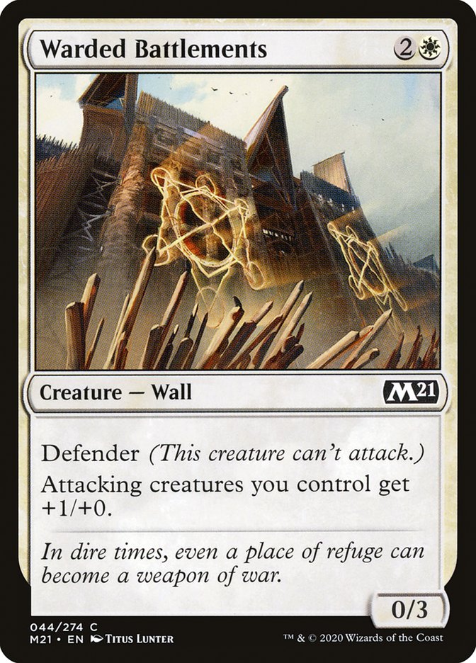 Warded Battlements – Common Magic: The Gathering card from Core Set 2021 (#44)