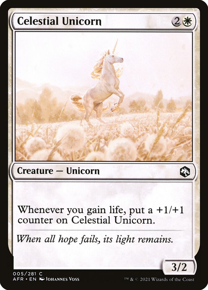 Celestial Unicorn – Common Magic: The Gathering card from Adventures in the Forgotten Realms (#5)