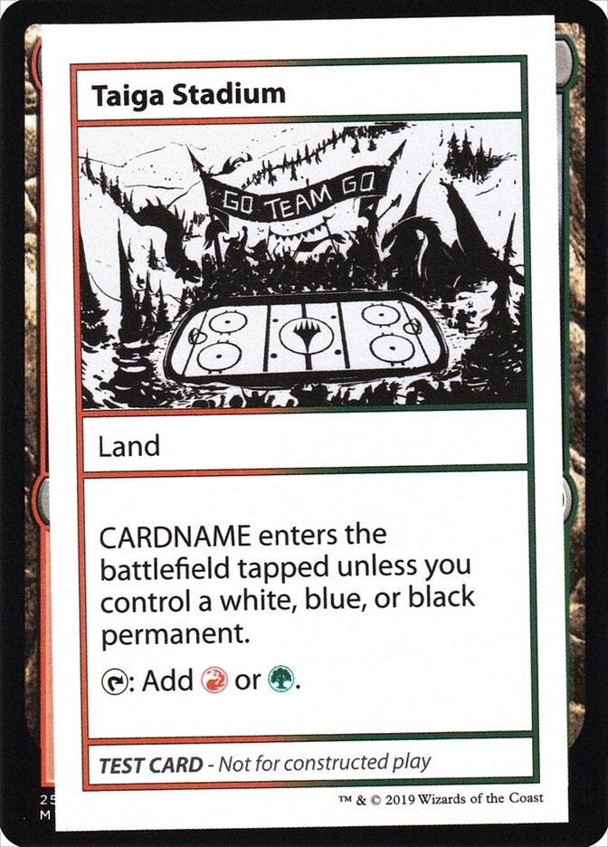 Taiga Stadium – Rare Magic: The Gathering card from Mystery Booster Playtest Cards 2021 (#120)