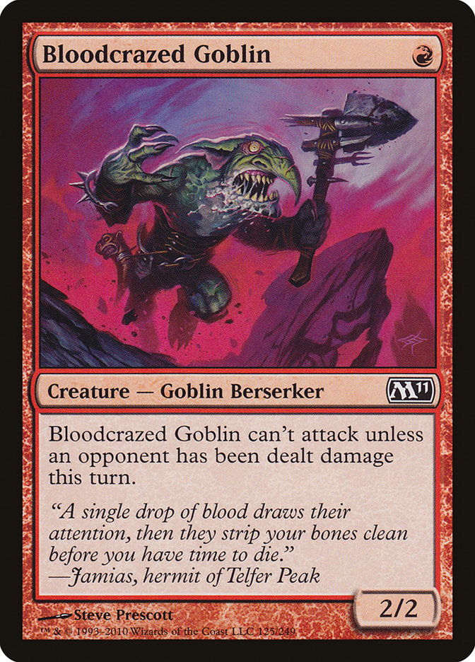 Bloodcrazed Goblin – Common Magic: The Gathering card from Magic 2011 (#125)