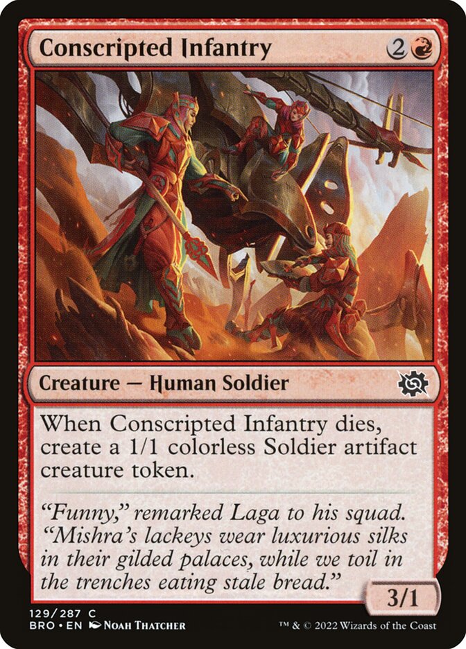 Conscripted Infantry – Common Magic: The Gathering card from The Brothers' War (#129)