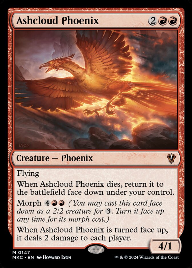 Ashcloud Phoenix – Mythic Magic: The Gathering card from Murders at Karlov Manor Commander (#147)