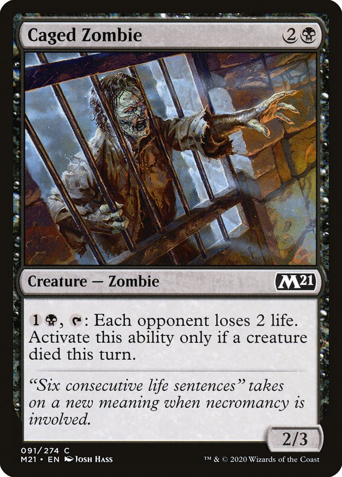 Caged Zombie – Common Magic: The Gathering card from Core Set 2021 (#91)