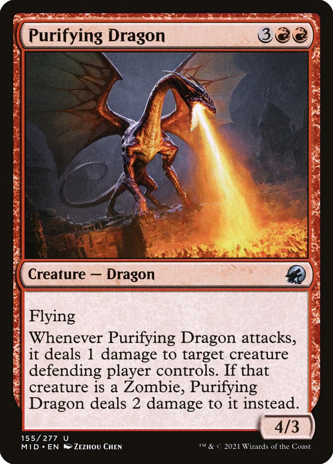 Purifying Dragon – Uncommon Magic: The Gathering card from Innistrad: Midnight Hunt (#155)