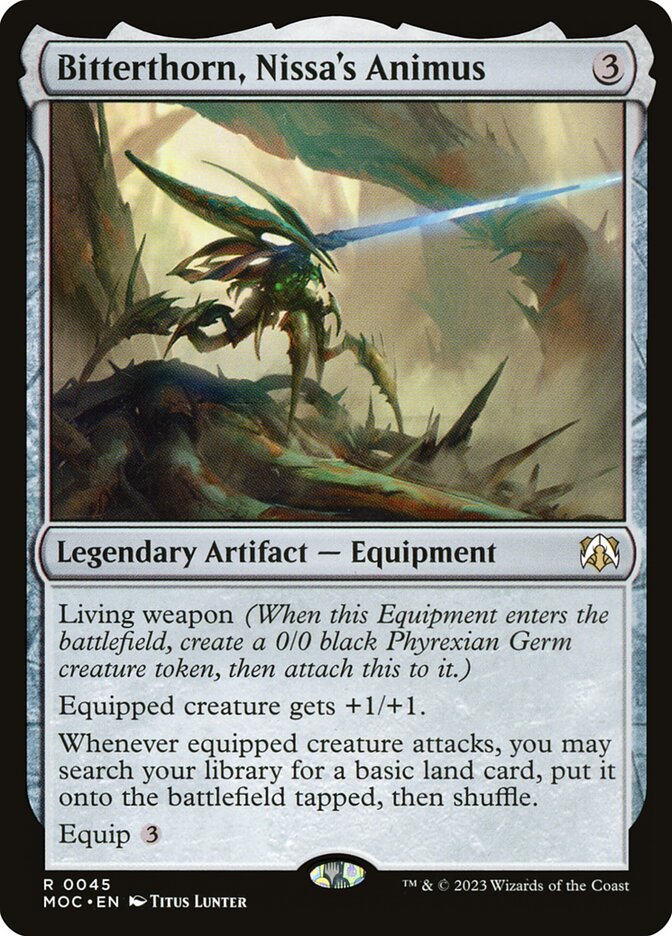 Bitterthorn, Nissa's Animus – Rare Magic: The Gathering card from March of the Machine Commander (#45)