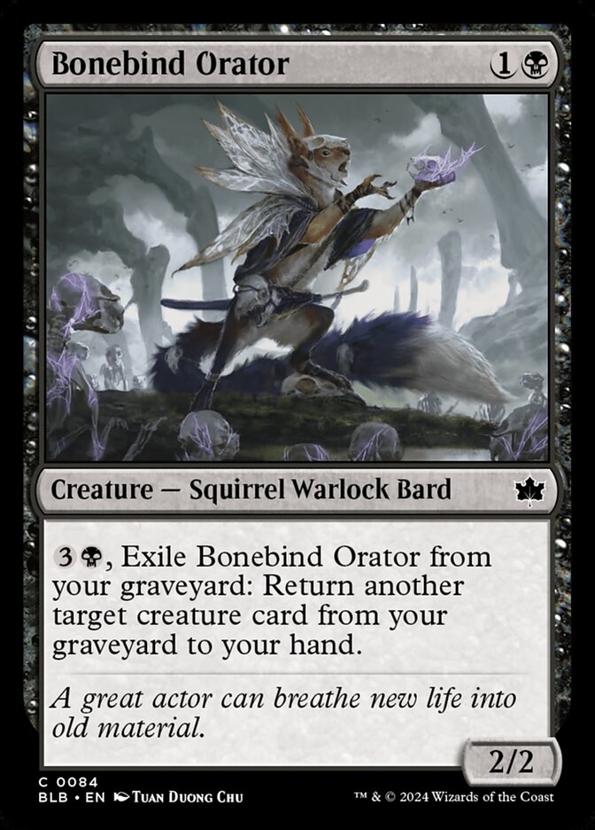 Bonebind Orator – Common Magic: The Gathering card from Bloomburrow (#84)