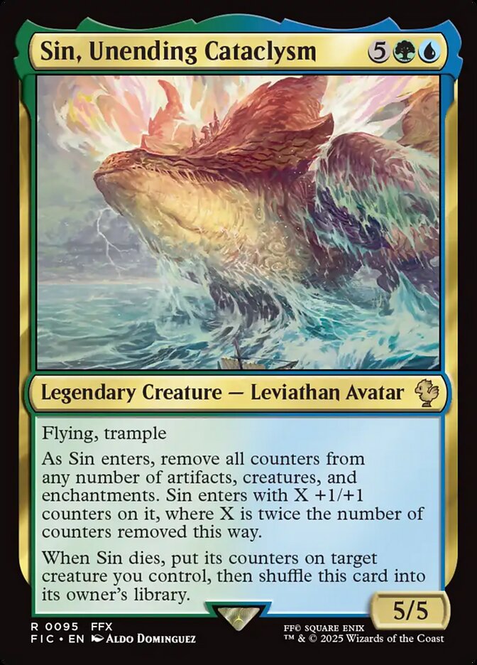 Sin, Unending Cataclysm – Rare Magic: The Gathering card from Final Fantasy Commander (#95)