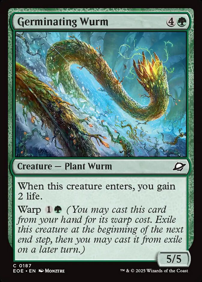 Germinating Wurm – Common Magic: The Gathering card from Edge of Eternities (#187)