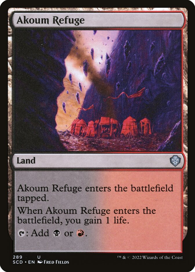 Akoum Refuge – Uncommon Magic: The Gathering card from Starter Commander Decks (#289)