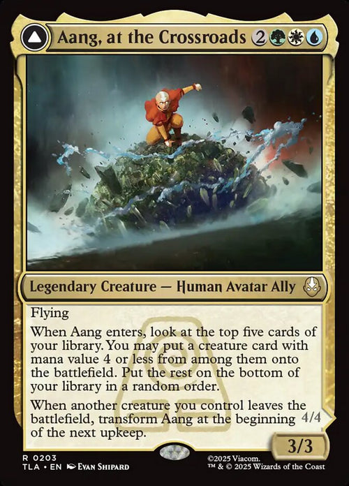 Aang, at the Crossroads // Aang, Destined Savior – Rare Magic: The Gathering card from Avatar: The Last Airbender (#203)