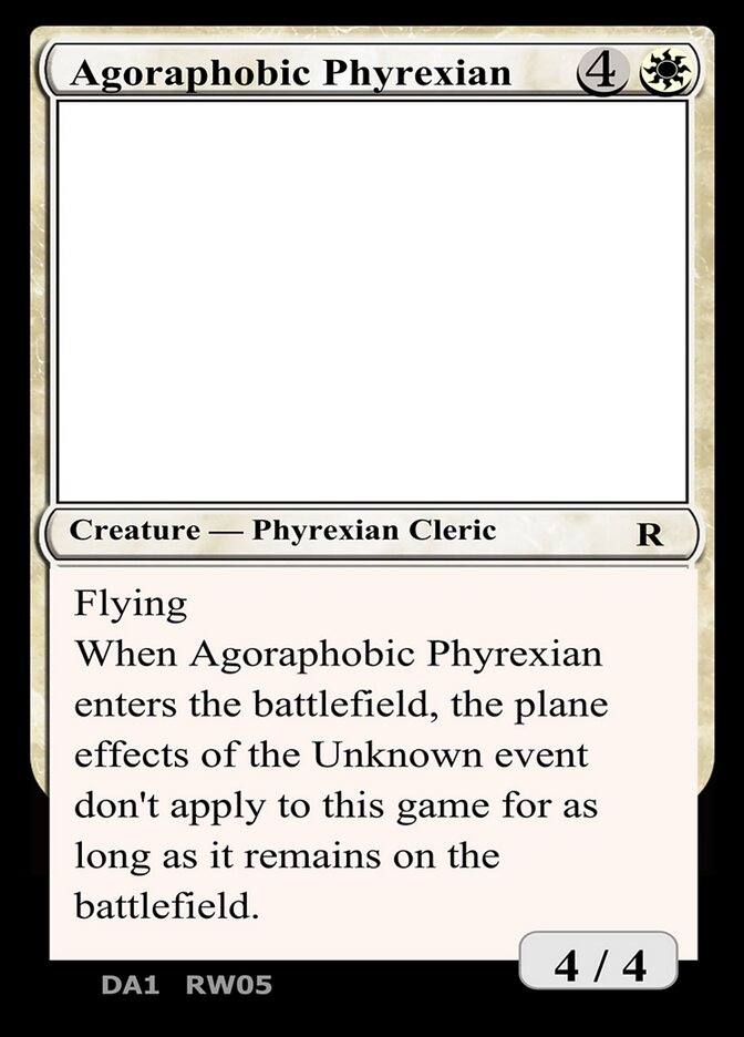 Agoraphobic Phyrexian – Rare Magic: The Gathering card from Unknown Event (#RW05a)