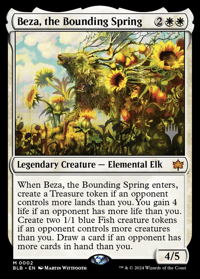 Beza, the Bounding Spring – Mythic Magic: The Gathering card from Bloomburrow Promos (#2p)